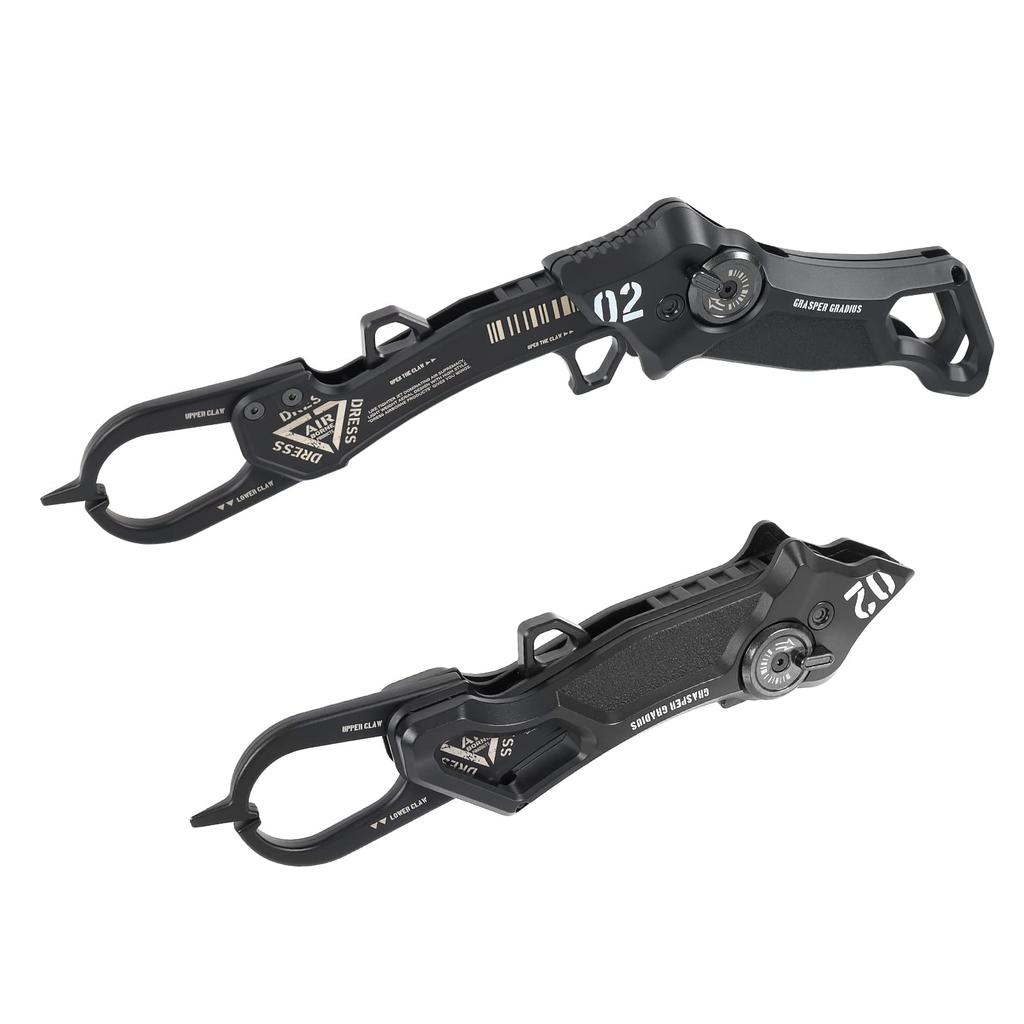 DRESS Fish Grip Grasper Gladius Stealth Folding Fishing Machined Stainless Compatible with Big Landing 2.0 Black, Grip, Steel, Fish,