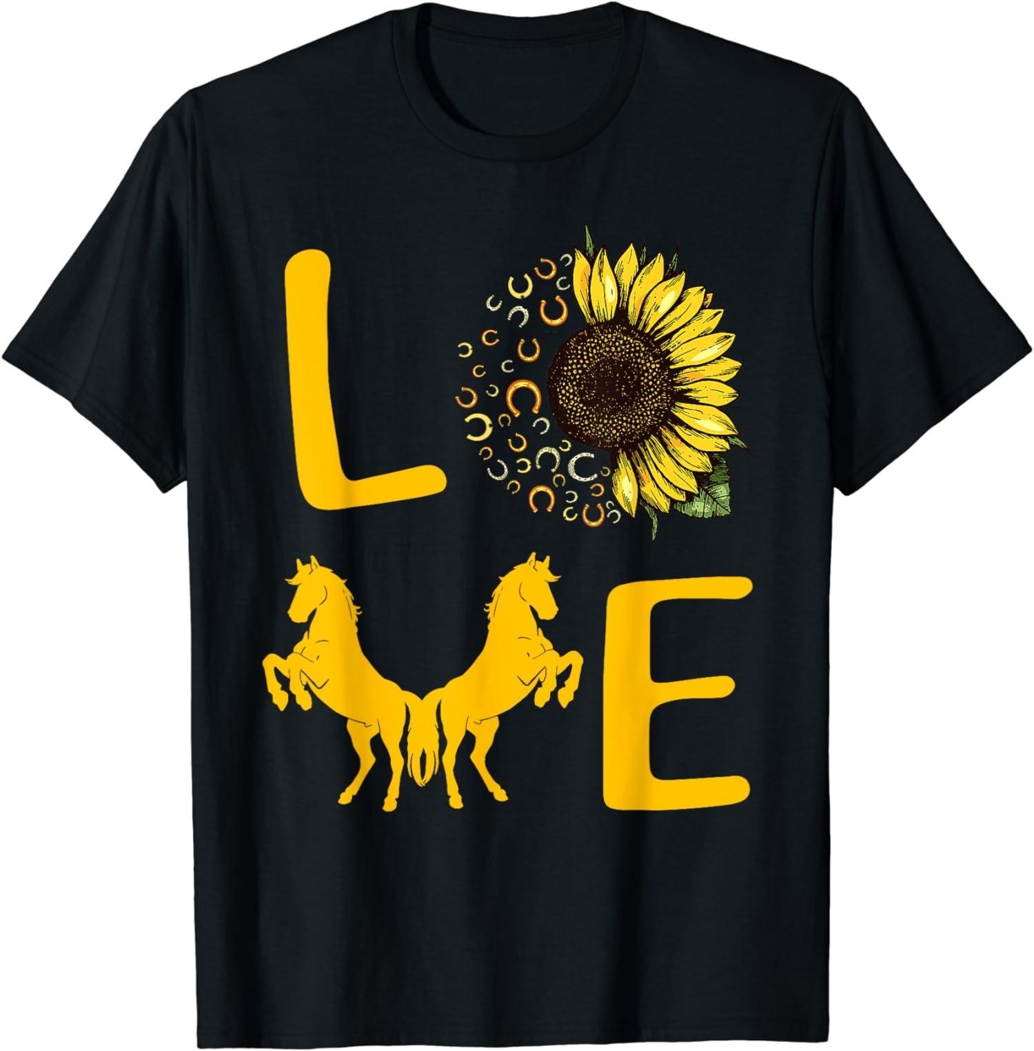 Horse Sunflower Funny Horses Lover Sweet Gift Unisex T-Shirt S