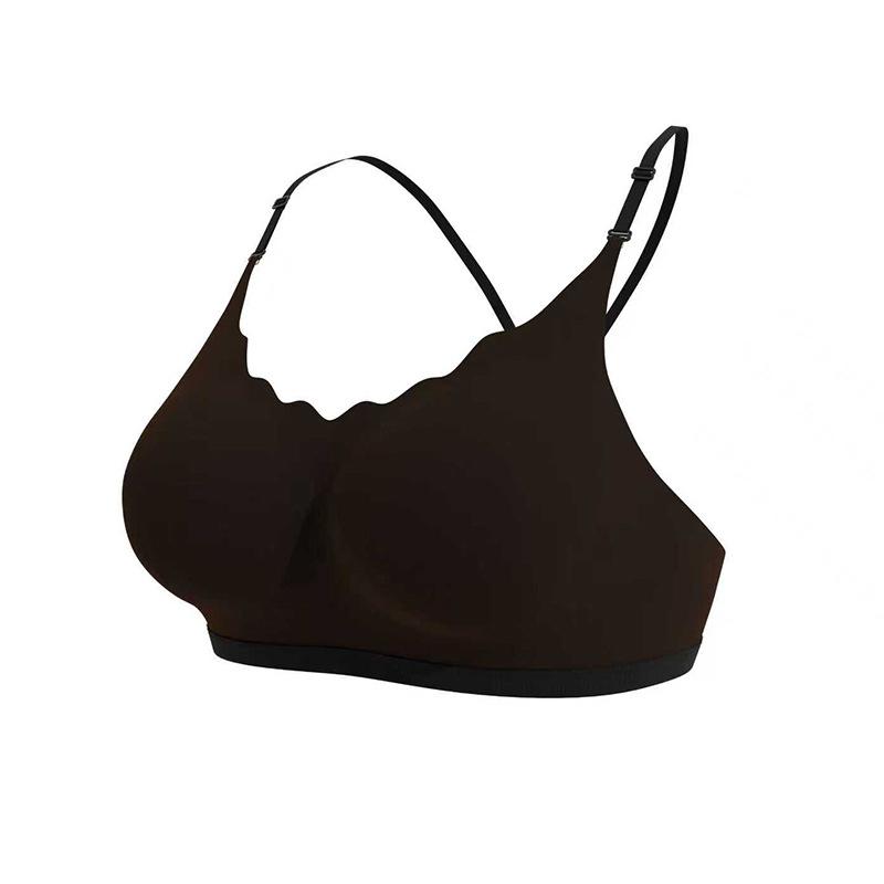 Women V-Neck Wavy Edge Seamless Bra, Tank Top Style Wireless Comfort Back Closure Ladies Underwear