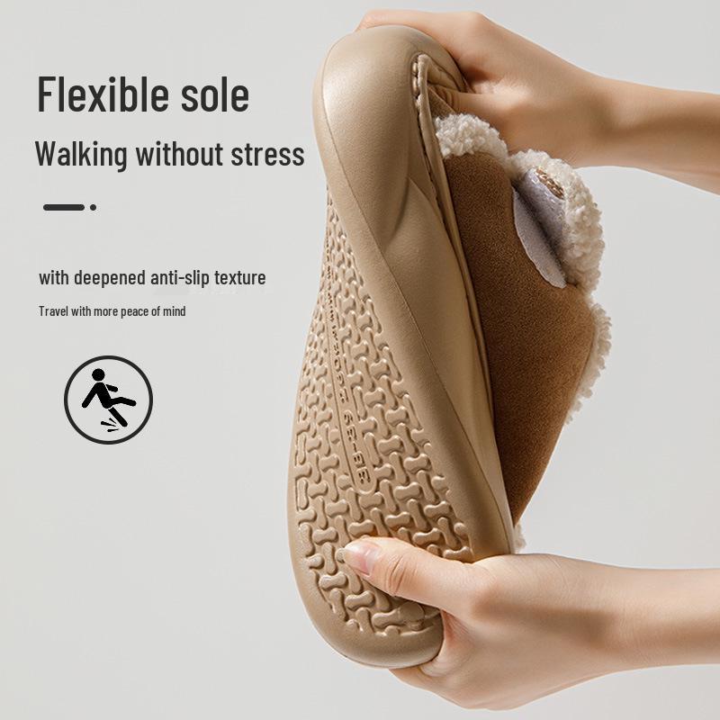 Women's 2025 Indoor/Outdoor Plush Winter Slippers: Thick-Soled, Warm Cotton, Closed-Heel.