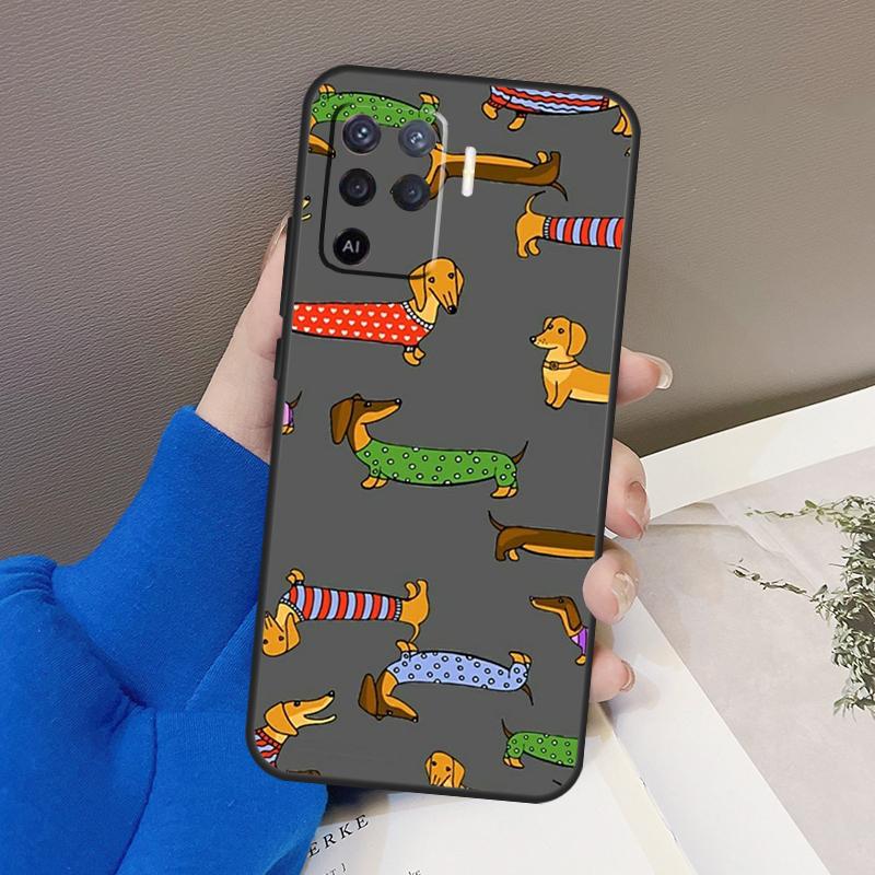 Cartoon Dachshund Sausage Dog Case For OPPO Find X5 X3 Pro A15 A74 A54 A94 A93 A91 A5 A9 A31 A53 2020 A53S A52 A72 Cover