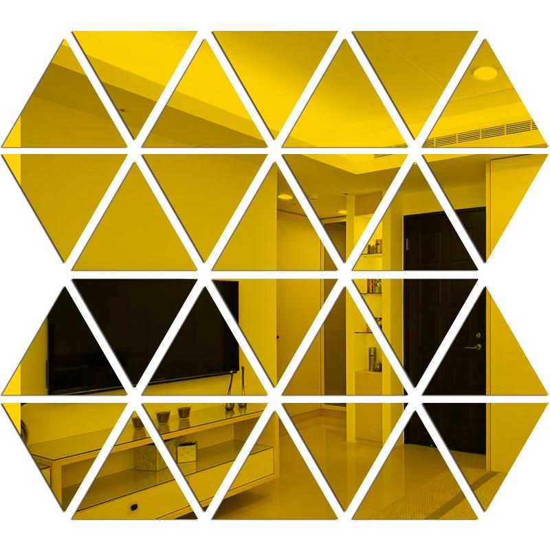 3D Equilateral Triangle Wall Sticker with Mirror Surface, 15cm Sides, Multiple Combinations.