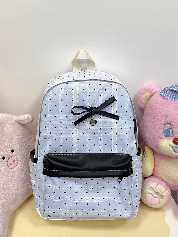 Schoolbag atmosphere Japanese schoolbag design college girl cute polka dot backpack junior high school new lace backpack women