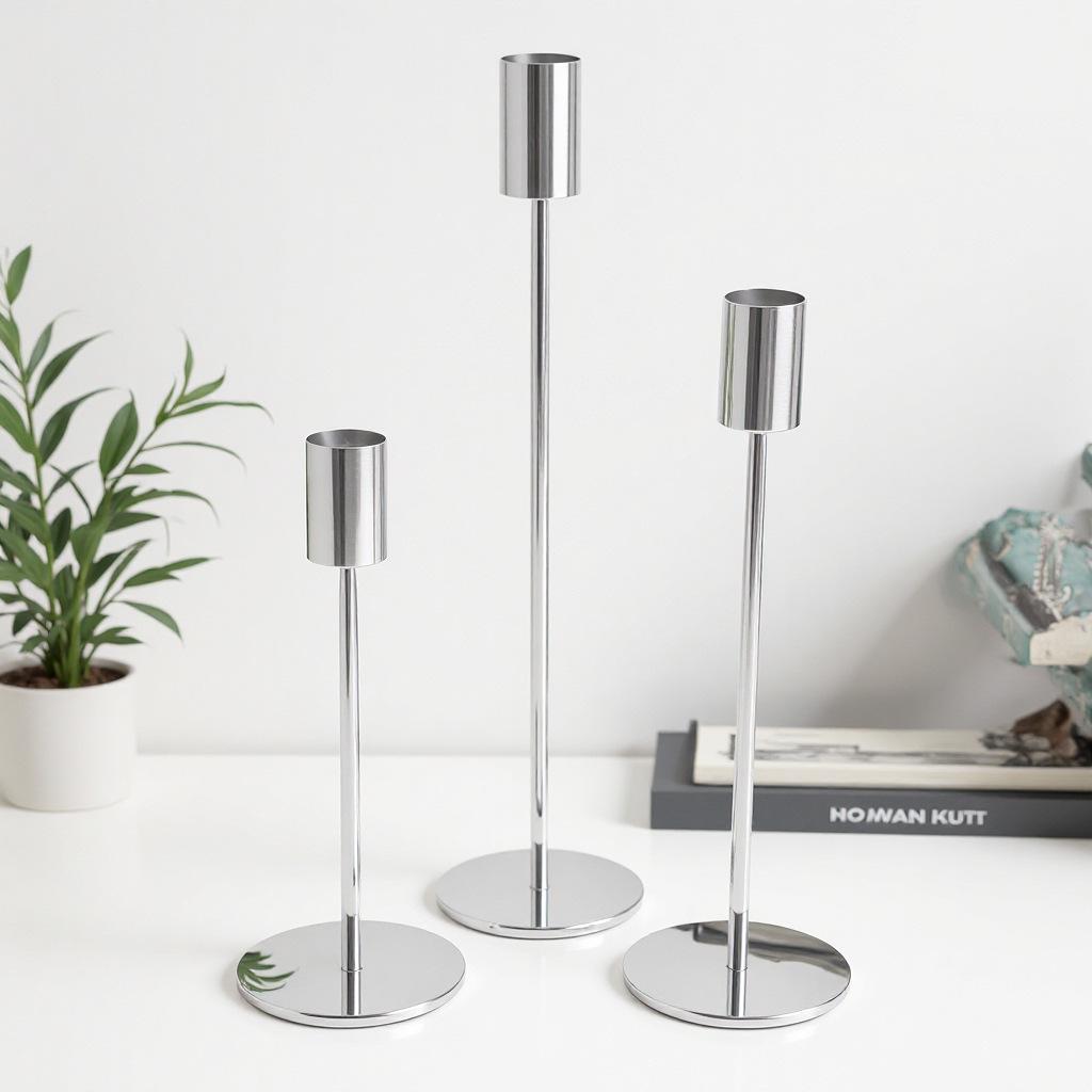 Silver European Candle Cup Ornament for Romantic Wedding and Home Decoration.