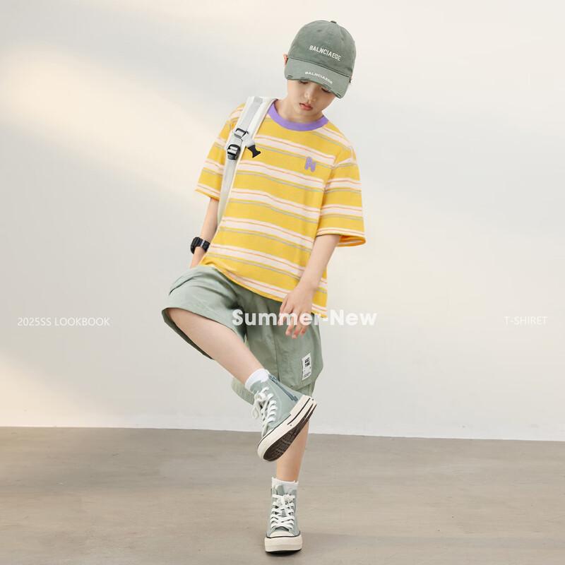 LUSON Boys' Striped Short Sleeve T-Shirt