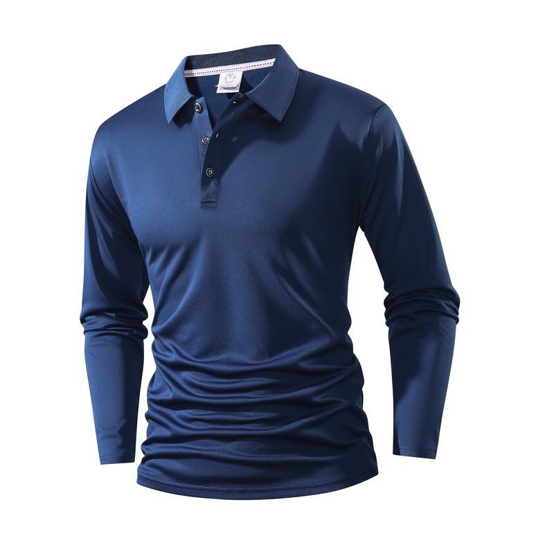Spring, Autumn and Winter New Polo Shirt Men's Lapel Long Sleeve T-Shirt Top Business Casual