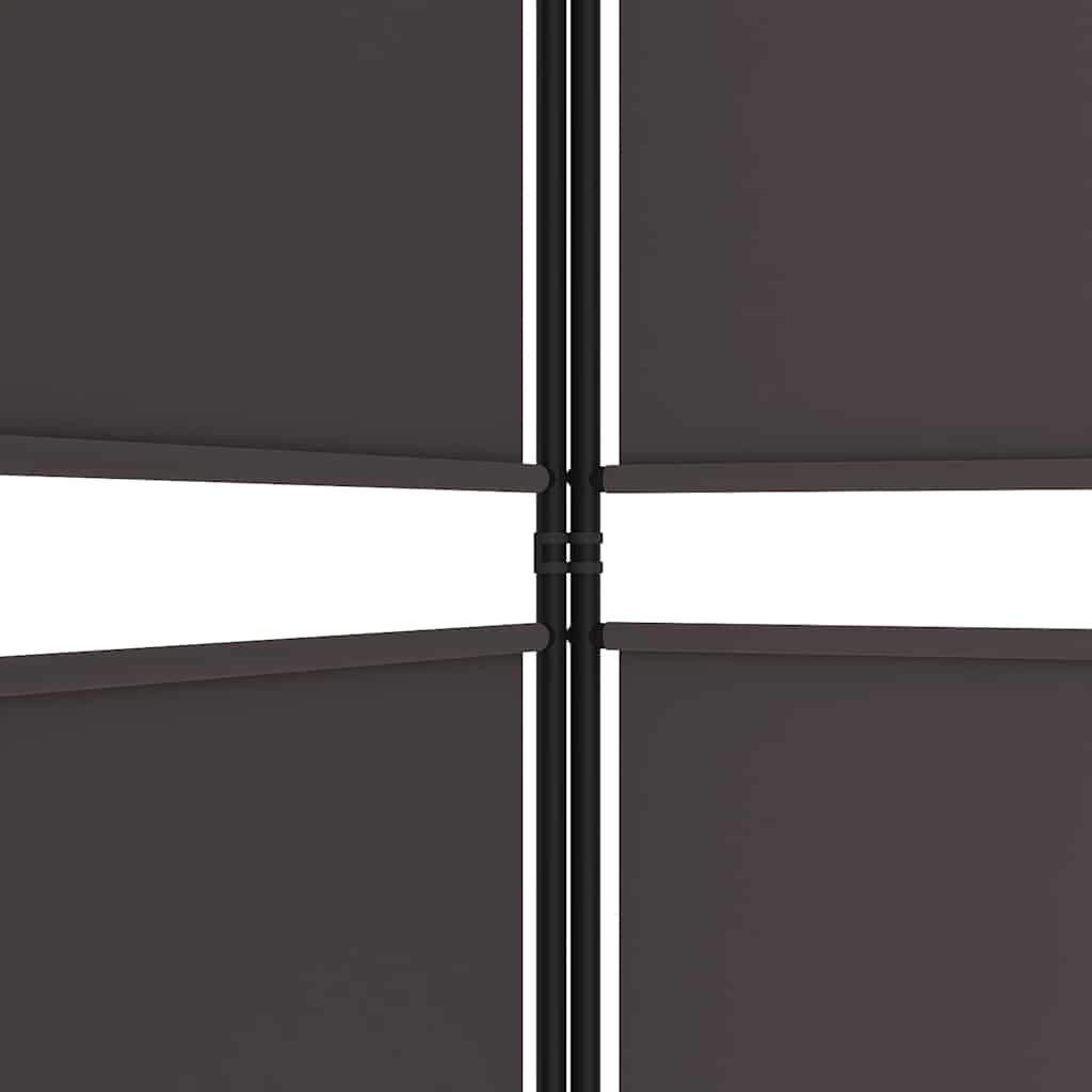 5 Piece Folding Screen In Brown 250 X 180 Cm Fabric