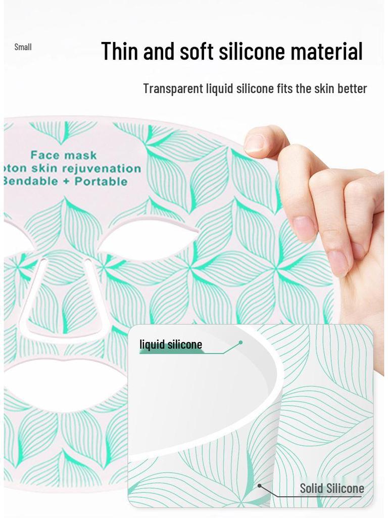 Red-Blue LED Beauty Mask: Home Facial Silicone Photon Rejuvenation Device with Neck Infrared Spectrometer