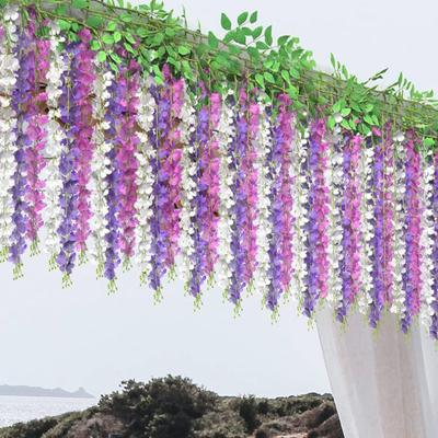 10 Stück Hängende Kunstwisteria in leuchtenden Farben Wisteria-Blütenstreifen Decke