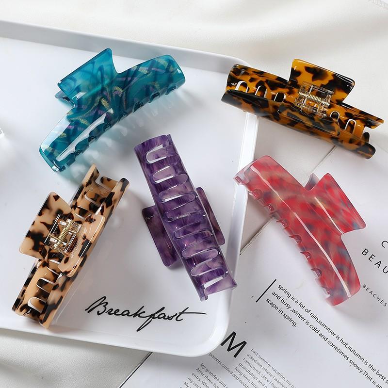 Women Hair Accessories Fashion Large Size Rectangle Acetate Hair Claws Colourful Marbling Ponytail Acetic Claw Clips For Girls
