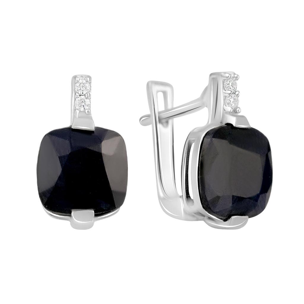 Silver Earrings with 7.537ct Natural Sapphire, Cubic Zirkonia (2120117)