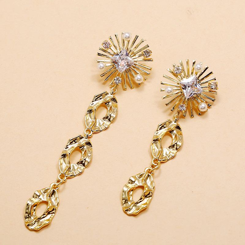 Korean Style Retro Rhinestone Metal Stud Earrings