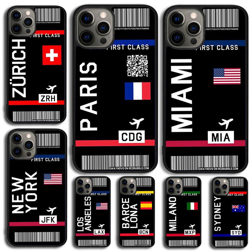 Boarding Pass Plane Ticket Phone Case For iPhone 17 Air 16 15 14 13 12 11 Pro Max Plus Max Cover Shell coque