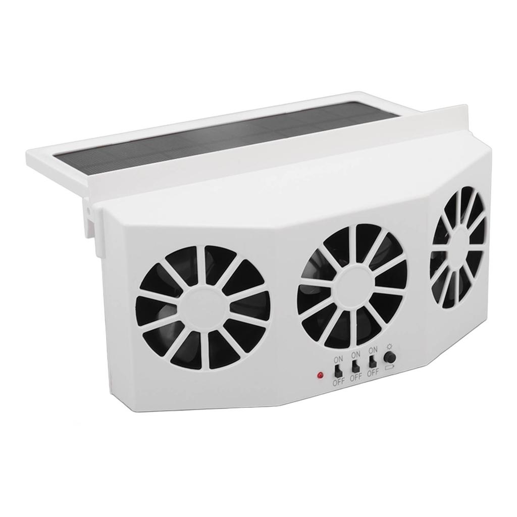 Solar Powered Car Cooler Large Wide Angle 3 Fans Deodorant Energy Saving Car Exhaust Ventilation Fan White