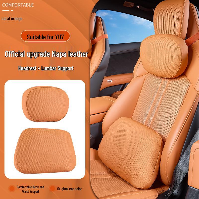 Xiaomi SU7/Ultra/YU7 Magnetic Headrest Neck & Lumbar Support Leather Cushion