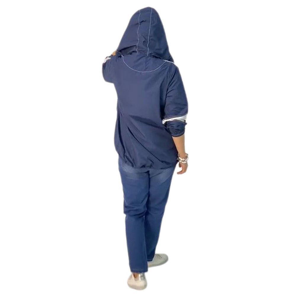 Fierte Damski płaszcz typu trench w dużych rozmiarach Lm16050 z kapturem i zamkiem błyskawicznym