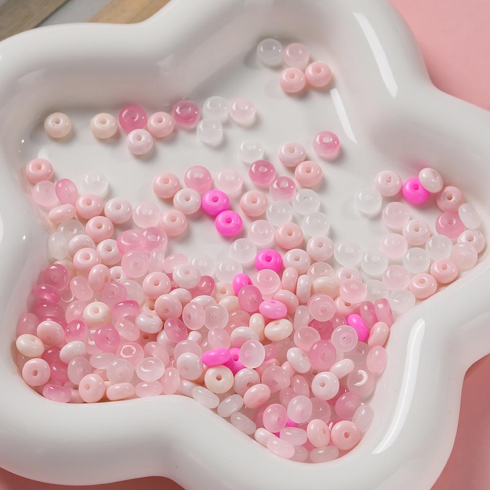 100pcs/lot Glass Imitation Jade Beads Flat Round Spacer Beads Mixed Bead for DIY Necklaces Bracelets Jewelry Making Accessories