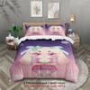 Softville Cozy Town 3PCS Bedding Sets Lop Rabbit Pink-Purple Gradient Pint Duvet Cover No Filling Cartoon Style Queen King Size