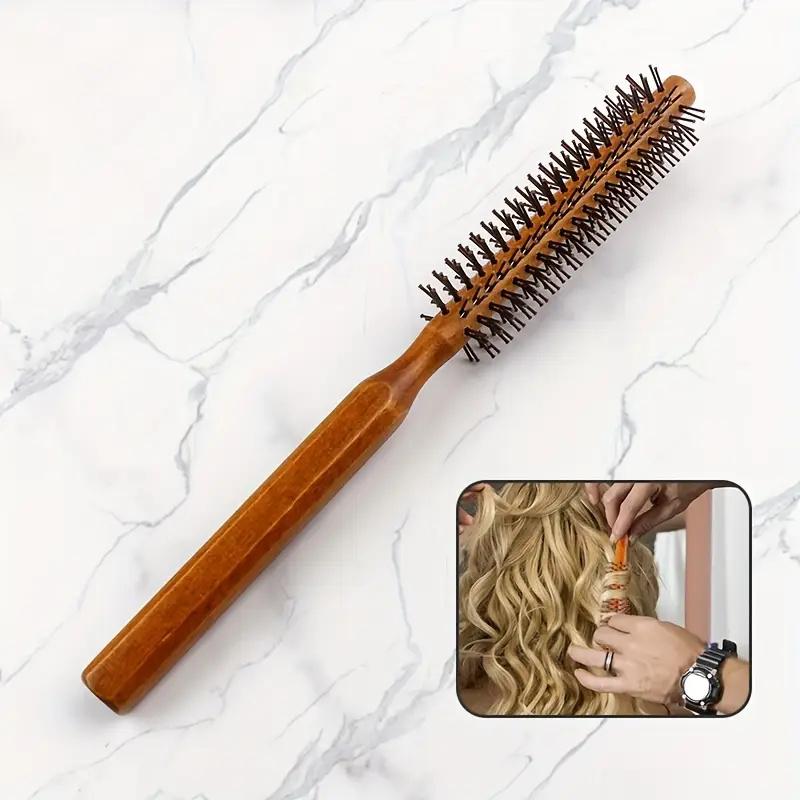 BEPAN 1/2pcs Wooden Roller Hairbrush Voluminous Roots Hair Round Styling Comb with Nylon Bristles for Blow Drying and Styling Curls