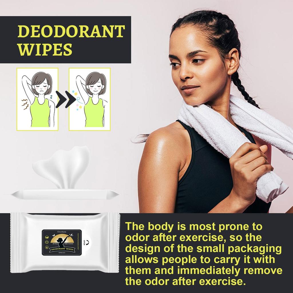 OceAura Odor-Eliminating Wet Wipes - Gentle Cleansing Wipes for Post-Exercise Sweating, Body Wiping, Odor Removal & Fresh Scent 3 sold