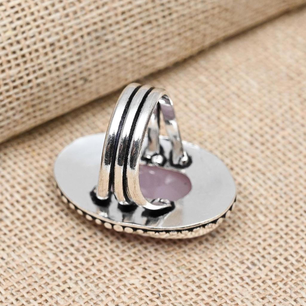 Pink Chalcedony Gemstone Solid 925 Sterling Silver Handmade Jewelry Excellent Ring