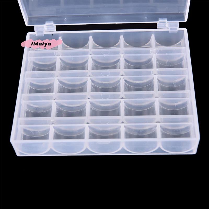 M-1pc 25 Spools Empty Bobbins Storage Box Sewing Accessories Tools Plastic Sewing Machine Bobbin Case Knitting Needle Organizer