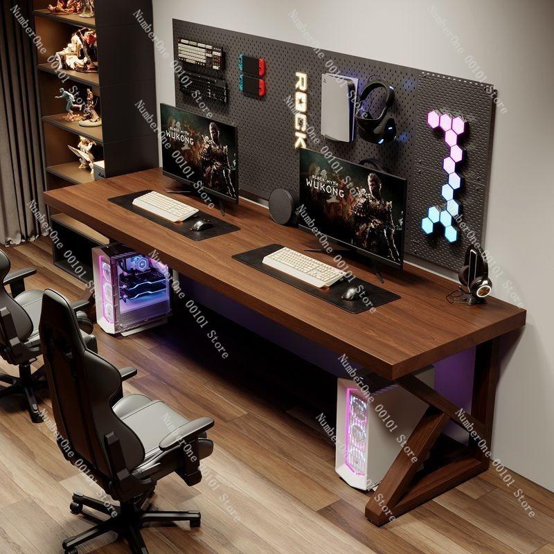 Solid Wood Large Board Gaming Table, Double Computer Desk, Desktop, Bedroom Home Office Desk, Double Office Desk, Long Workbench