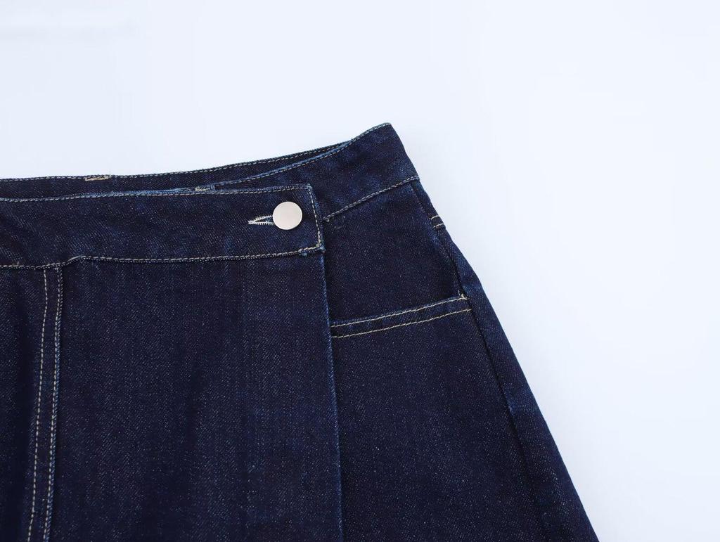 TAOP&ZA Spring/Summer Women's Fashion Denim Short Shirt & Midi Skirt Set