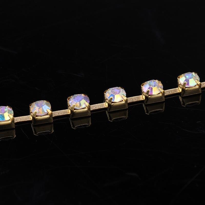 2-6mm Iridescent White Rhinestone Chain for DIY Jewelry & Phone Case Decoration