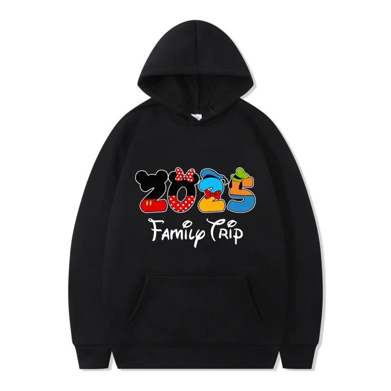 Funny Disney Hoodie My First Trip 2025 Mickey Minnie Printed Pullovers Tops Autumn Versatile Sweatshirts Women Casual Clothes