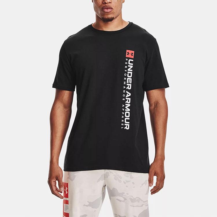 Under Armour UA Boxed Logo Print Round Neck Sports Training T-Shirt Men T-Shirts Black 1361669-001