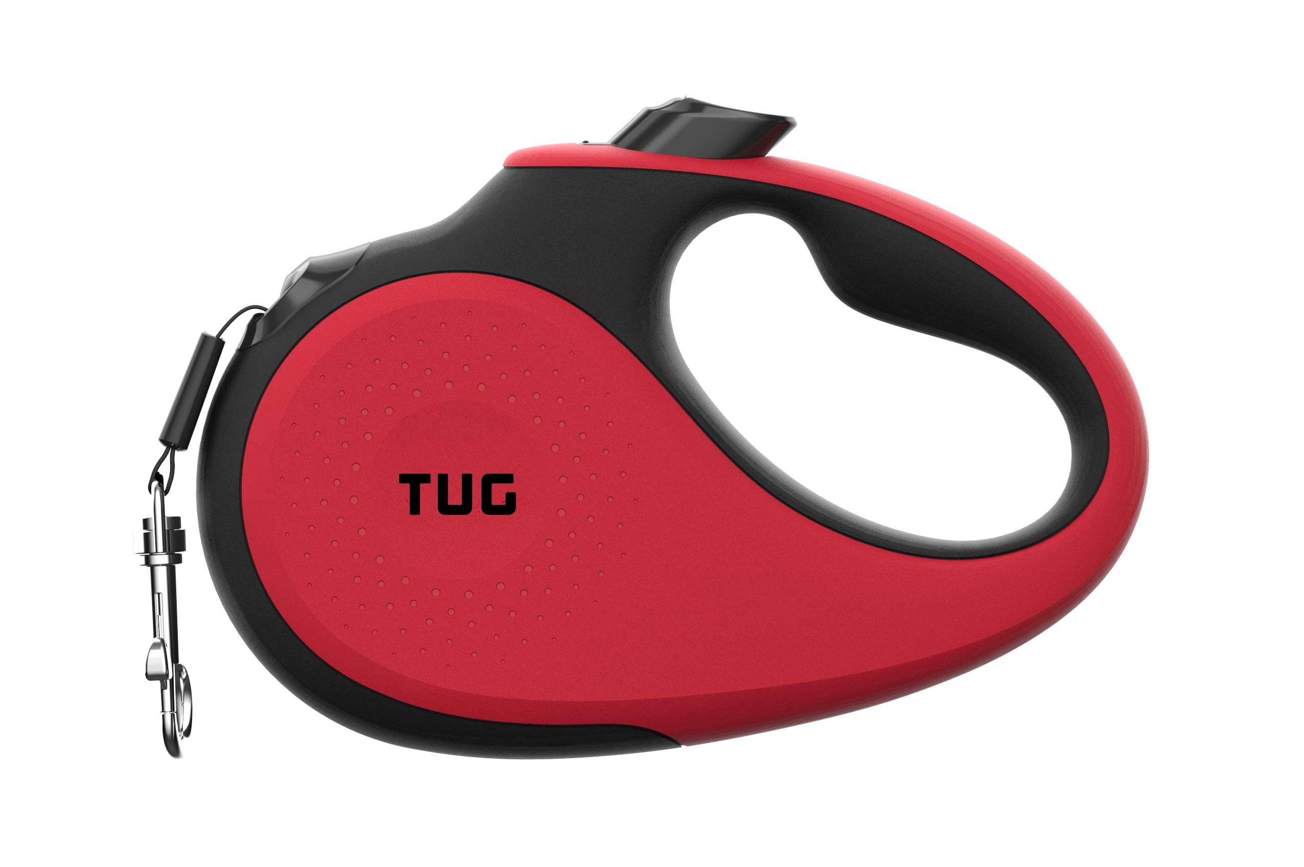 

TUG 360° Tangle-Free Heavy-Duty Retractable Dog Leash with Non-Slip Handle; 5m Strong Nylon Tape. One-Hand Brake, Pause, and Lock. Large, Red.