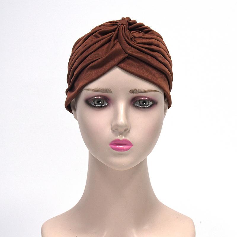 1Pcs Women'S Ethnic Style Pleated Turban Hat, Soft And Breathable, Suitable For Daily Wear, Yoga, And Fitness