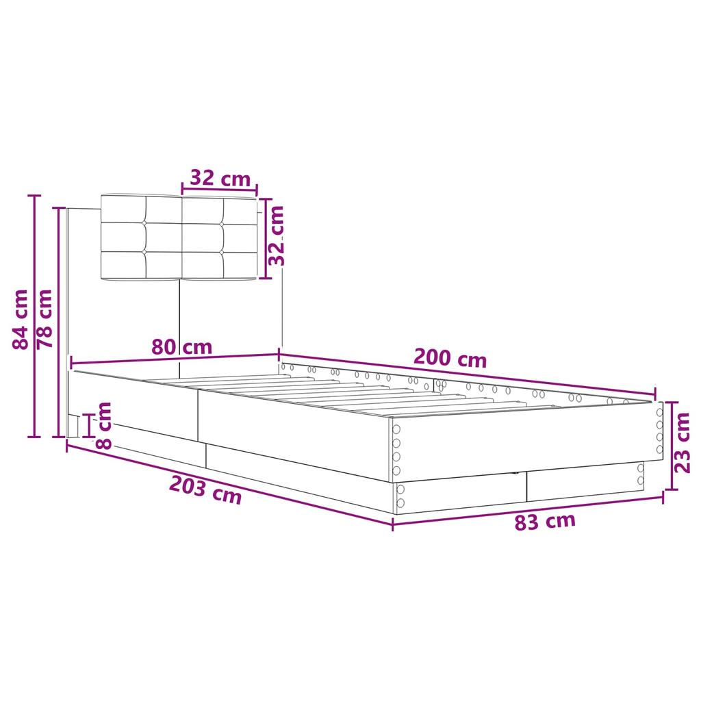 Bed Frame with Headboard Sonoma Oak Engineered Wood