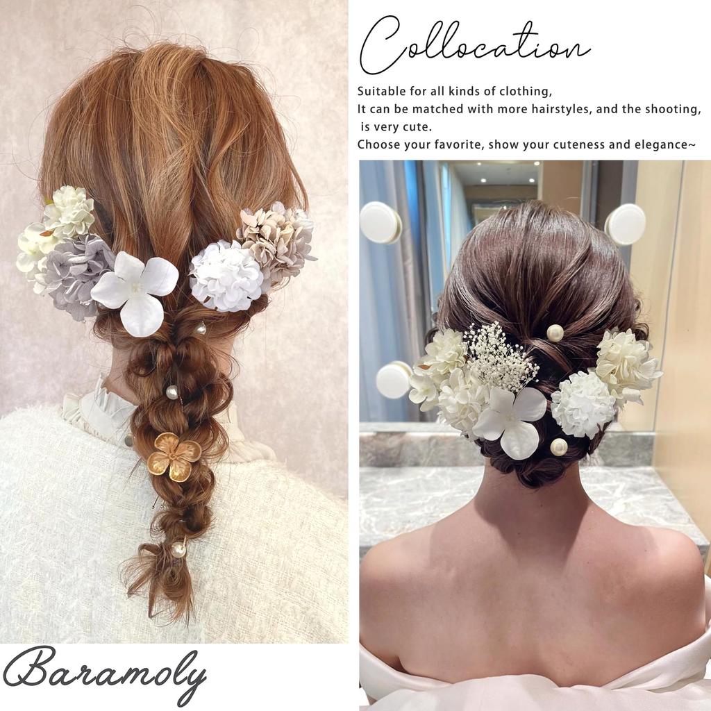 Baramoly Haar-Graduation Konserviert mit A5107 Ornament, Volljährigkeitszeremonie, Zeremonie, Hochzeit, Kimono, Hakama, Furisode, Blumen, Schleierkraut,