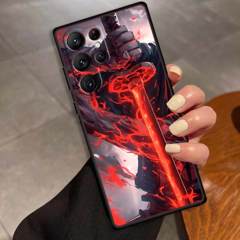 Ancient style swordsman For Samsung Galaxy S26 S25 S24 S23 S22 S21 S20 Ultra Plus FE 5G Black Soft TPU Phone Case