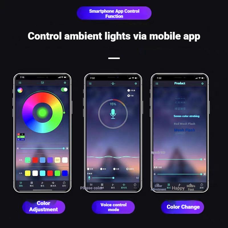 Car Interior Lights,5V LED Strip Lights with USB Adapter,Ambient Car Lighting Kit,App & Remote Control Music Sync Color Change Strip Lights For Trucks