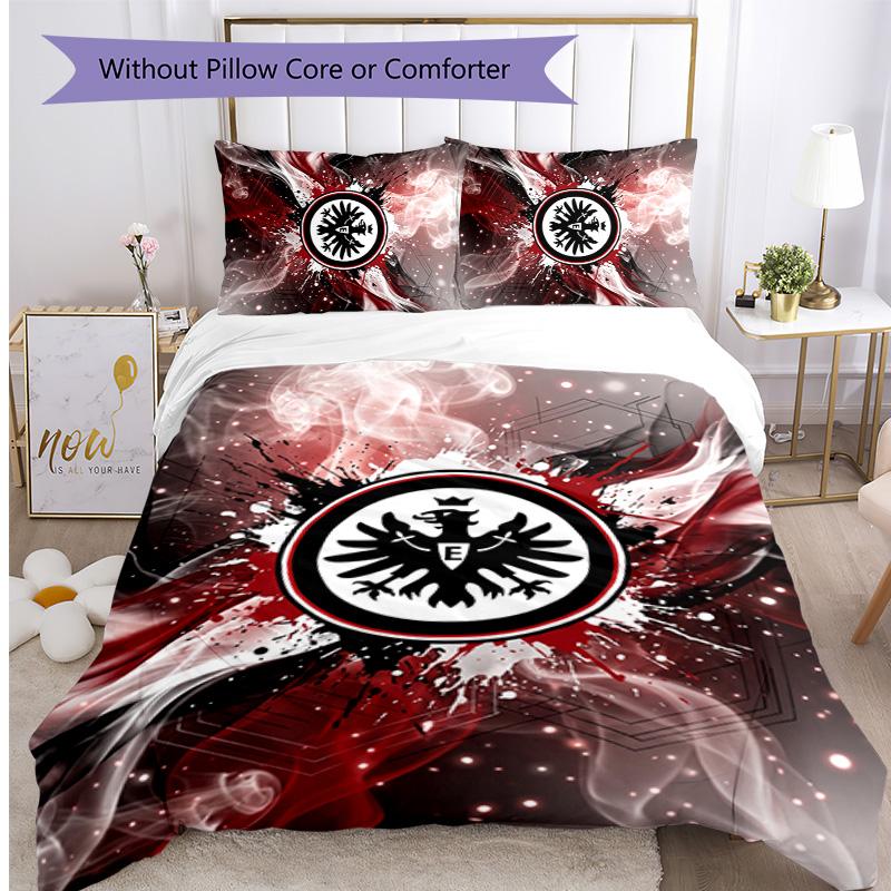 Eintracht Frankfurt Fußball Bedrucktes 3-teiliges Bettwäsche-Set, Bequemes Hautfreundliches Schlafzimmer Bettbezug-Set