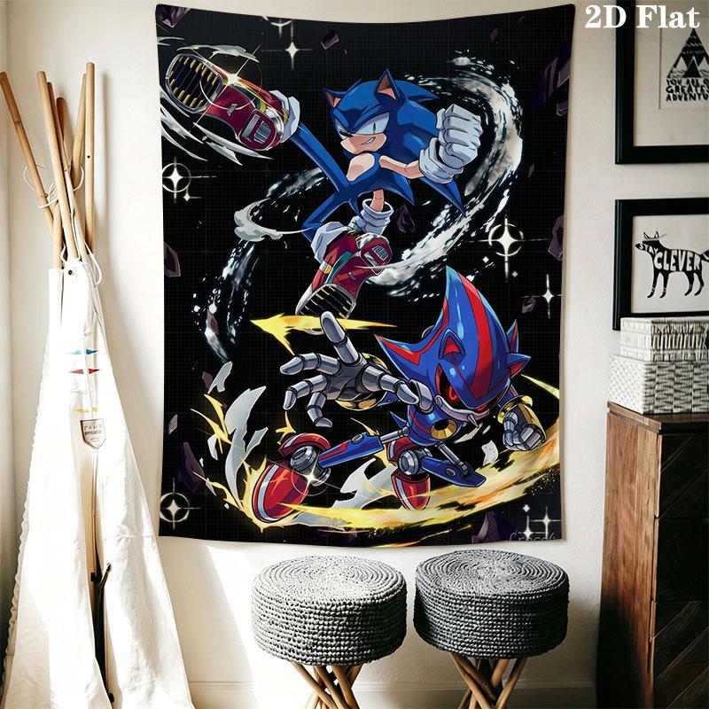 Hedgehog Sonic Thrust Wall Hanging Printed Fabric Blanket Decorative Tapestries for Bedroom Living Room Home Decor