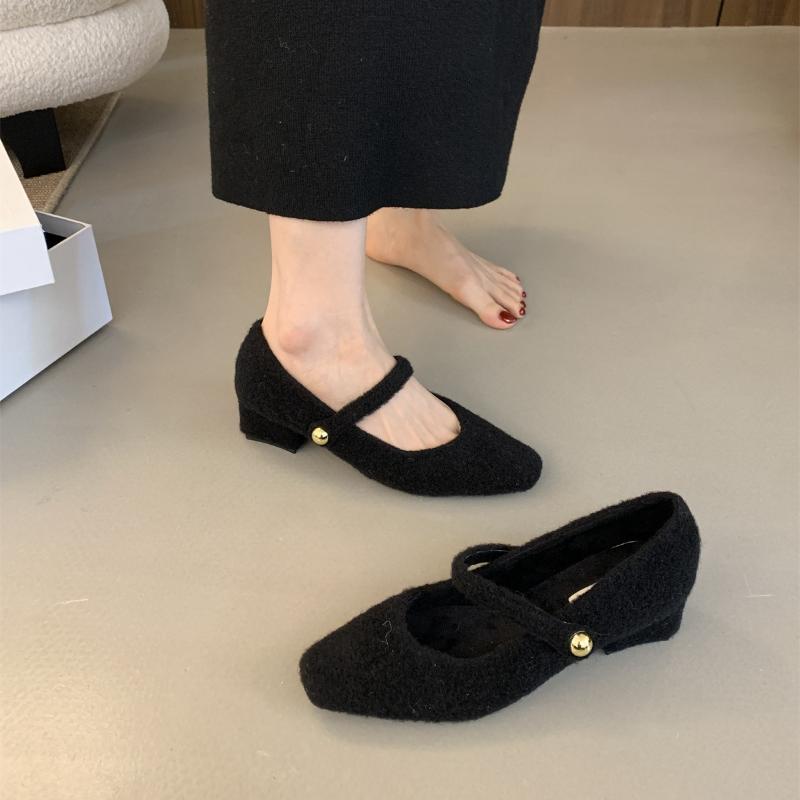 2025 Autumn New Flat Shoes Women's Square Head Shallow Mouth Suede Soft Sole Anti-slip Wear-resistant Low-top Shoes