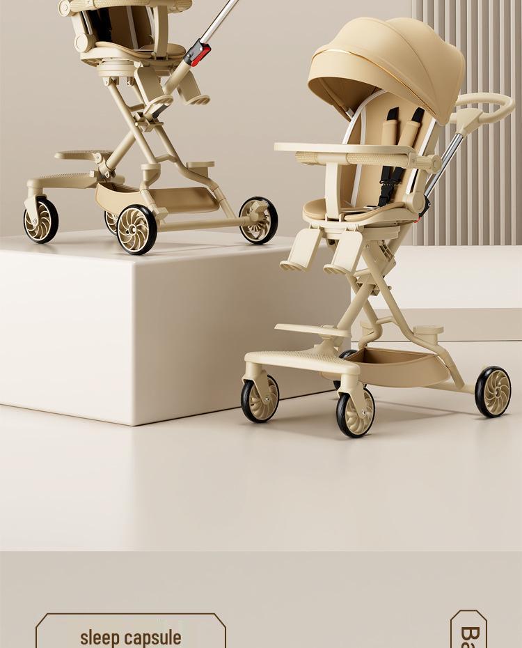 Lightweight Reclining & Sitting Baby Stroller - Two-Way Foldable Newborn & Kids Stroller