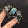 Labradorite Cuff Bracelet Copper Wire Wrapped Bangle Rainbow Moonstone Bangle Gemstone Adjustable Cuff Handmade Copper Jewelry Gift For Him