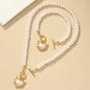 Exquisite Heart Pendant Jewelry Set Beaded Pearl Necklace Set Necklace Bracelet Set  Wedding Party