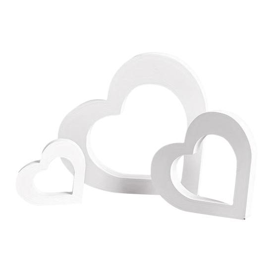 

3 Pcs Wooden Heart Centerpiece Valentine s Day Romantic Heart Shape Sign for Table Fireplace Wedding Party Home Decor белый