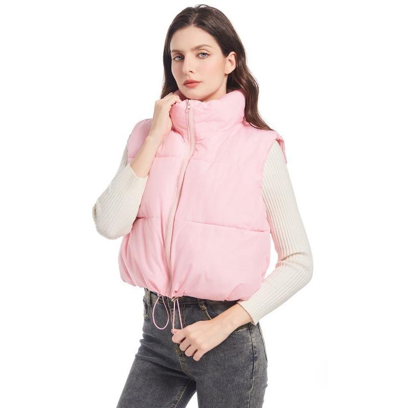 Down Cotton Vest Women's Autumn and Winter New Korean Style Loose Cotton Waistcoat Solid Color Vest Jacket