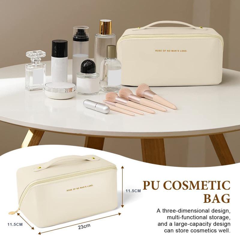 Stylish High-Grade PU Leather Makeup & Toiletry Travel Bag with Large Capacity