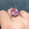Milangirl Fashion  Ring Simple Geometric Oval Moissanite Inlaid Pink Zircon Ring For Women Temperament Girl  Hot Sale