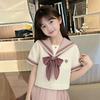 Girls' Summer Sailor Suit: Cute Navy Collar & Pleated Skirt Two-Piece JK Uniform