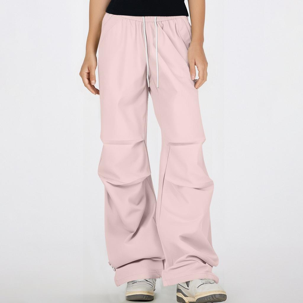 Women's Multi Pocket Straight Tube Slimming, Wide Leg Mopping, Solid Color Pants