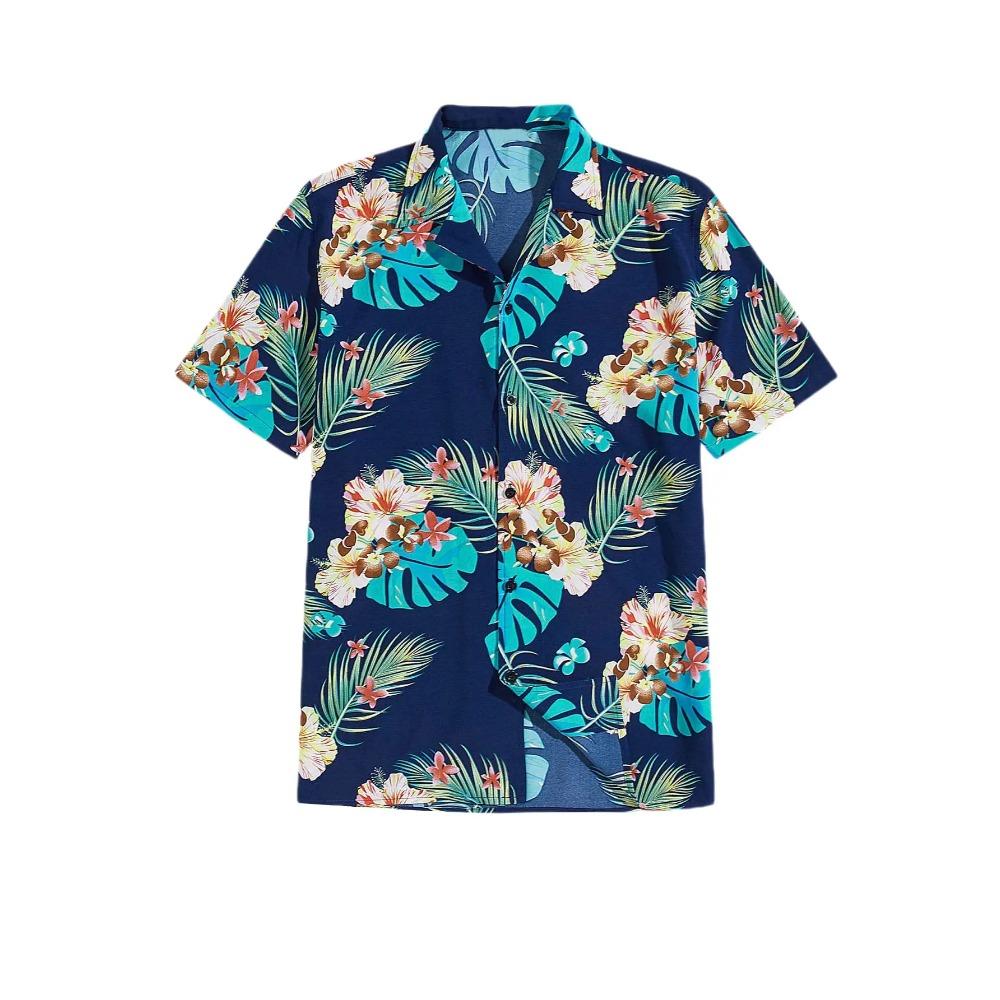Letnia Moda Codzienna Wakacyjna Koszula Plażowa T-shirt Retro Krótki Rękaw Uliczna Wakacyjna Outdoor Koszula Męska i Damska